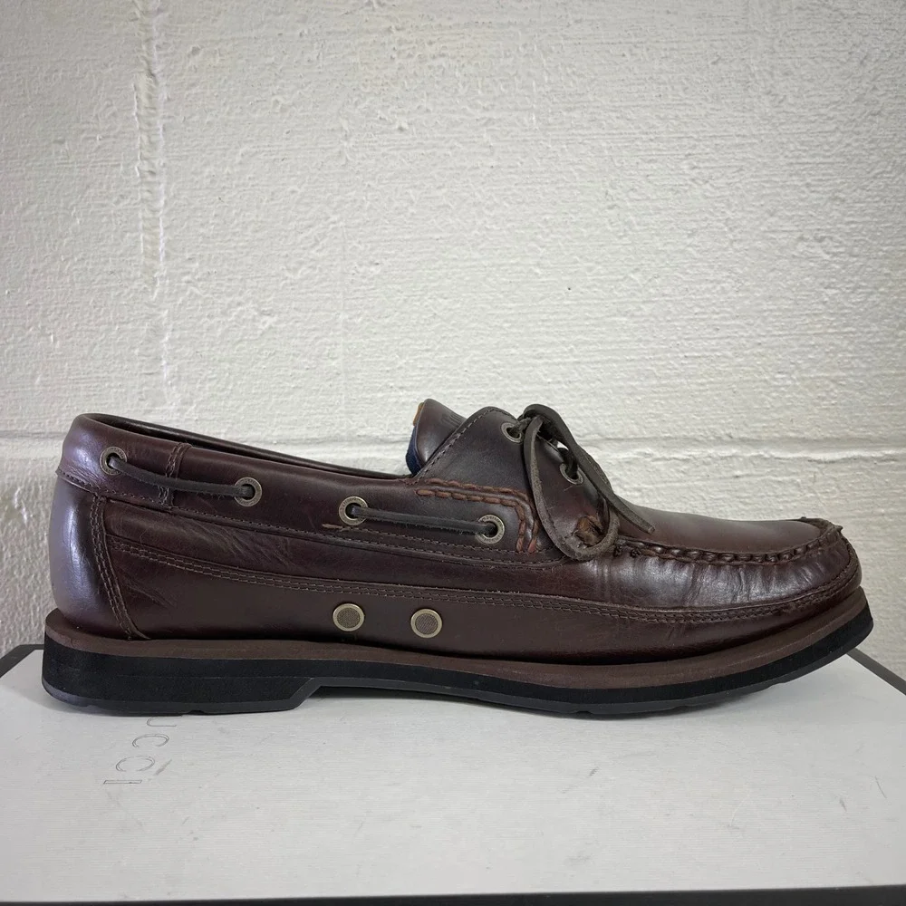 Timberland 55596 Brown Leather Boat Shoes Moc Toe Loafers Slip On Men's 12 M